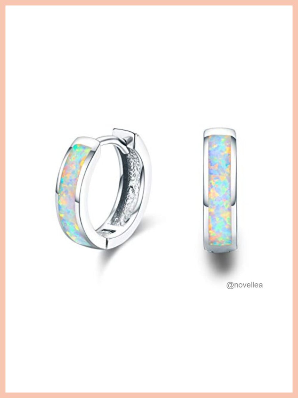925 Sterling Silver Opal Huggie Hoop Earrings Hypoallergenic Dainty Small Hoops